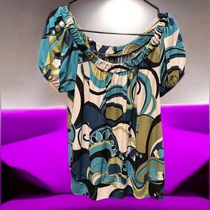 AB Studio Multicolor Abstract Blouse MEDIUM